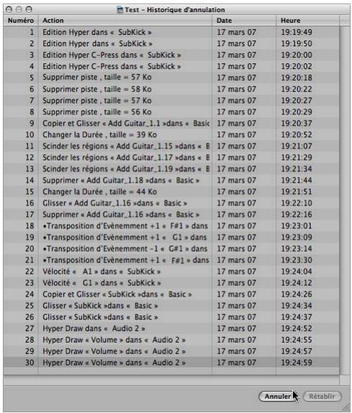 APPLE LOGIC EXPRESS 8 - Pour revenir sur plusieurs opérations, commandes ou fonctions : - 1