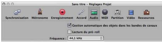 APPLE LOGIC EXPRESS 8 - Réglage de la fréquence d'échantillonnage du projet : - 1