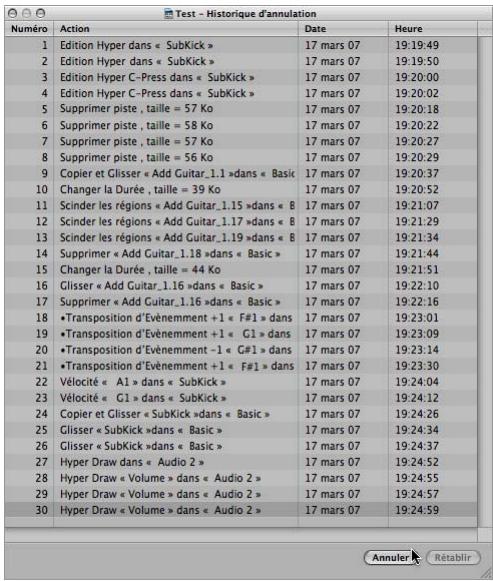 APPLE LOGIC PRO 8 - Pour revenir sur plusieurs opérations, commandes ou fonctions : - 1