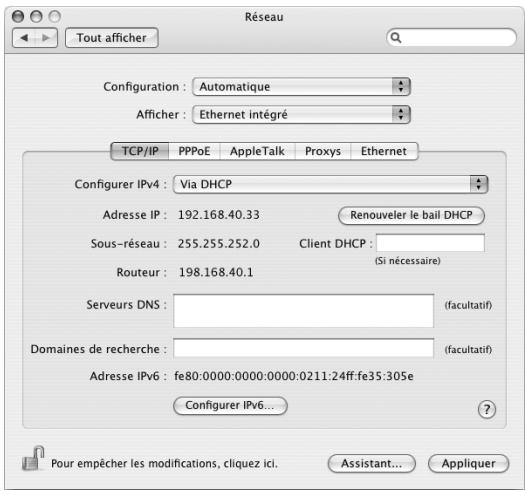 APPLE MAC MINI - Pour effectuer une configuration DHCP : - 1