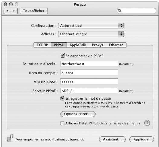 APPLE MAC MINI - Cliques sur PPPoE et selectionnez "Se connecter via PPPoE". - 1