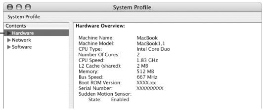 APPLE MACBOOK 13-INCH - You can use System Profiler to find out detailed information about your MacBook. - 1