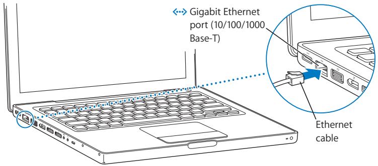 APPLE MACBOOK 13-INCH - To connect to a DSL or cable modem or an Ethernet network: - 1