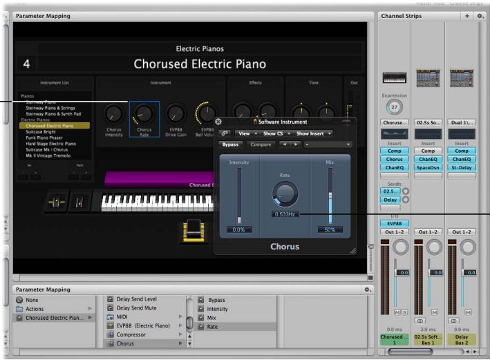 APPLE MAINSTAGE - To map screen controls to channel strip and plug-in parameters: - 1