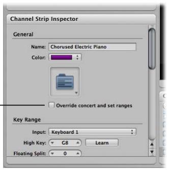 APPLE MAINSTAGE - To override concert- or set-level key ranges: - 1