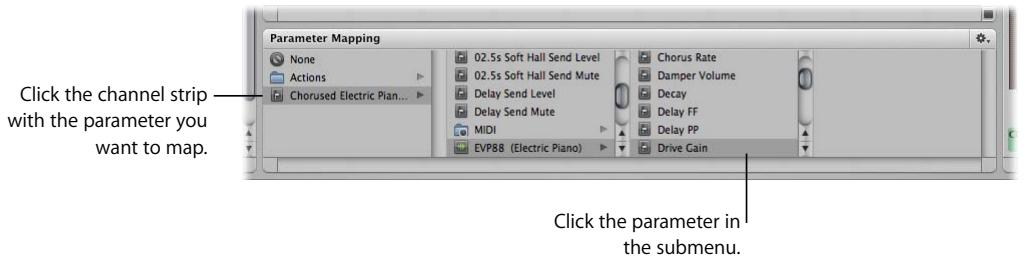 APPLE MAINSTAGE - Select the parameter you want to map. - 1
