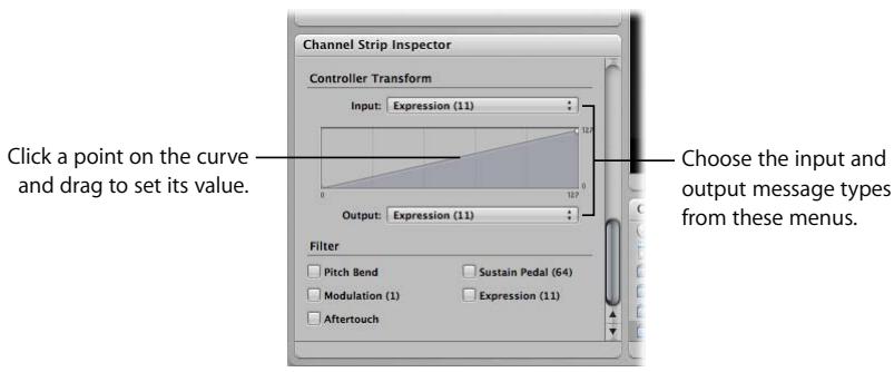 APPLE MAINSTAGE - To set the input and output message types for a controller transform: - 1