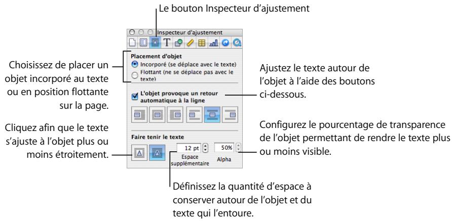 APPLE PAGES - Pour ouvrir l'Inspecteur d'ajustement : - 1
