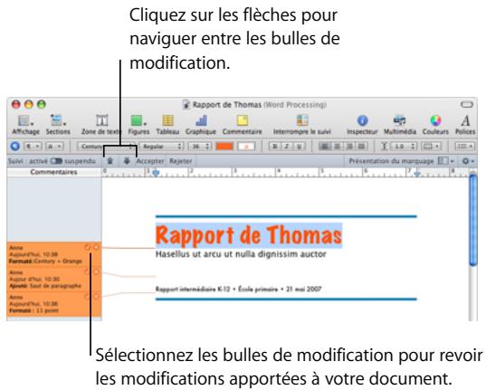 APPLE PAGES - Voici plusieurs façons d'accepter ou de rejeter des modifications : - 1