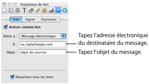 APPLE PAGES - Pour ajouter un lien hypertexte vers un message électronique : - 1