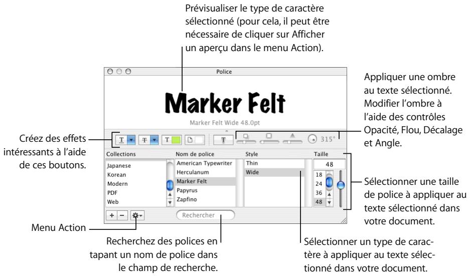 APPLE PAGES - Pour ouvrir le panneau Police : - 1