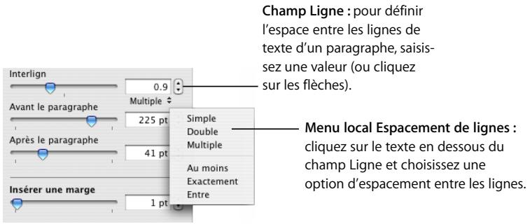 APPLE PAGES - Pour régler l'interligne à l'aide de l'Inspecteur du texte : - 1