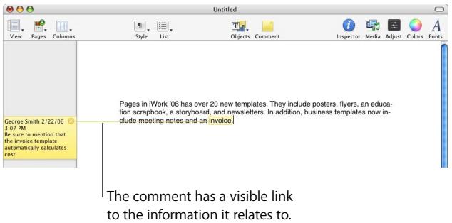 APPLE PAGES 2 - To insert a comment: - 1