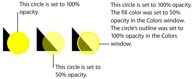 APPLE PAGES 2 - To change an object's opacity: - 2