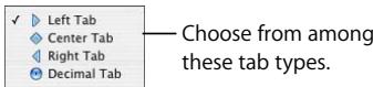 APPLE PAGES 2 - To change a tab to a different type: - 1