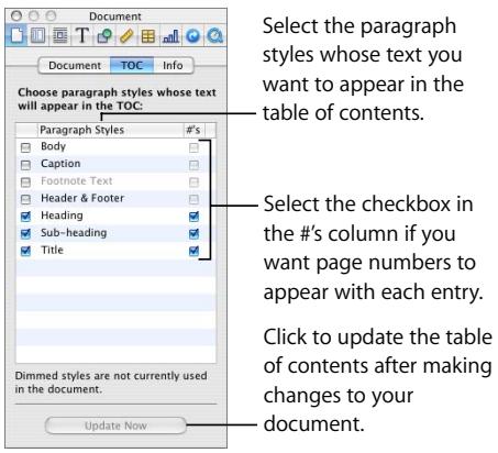 APPLE PAGES 2 - Generating a Table of Contents - 1