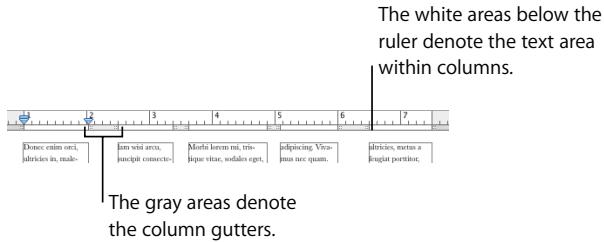 APPLE PAGES 2 - To adjust column widths using the rulers: - 1