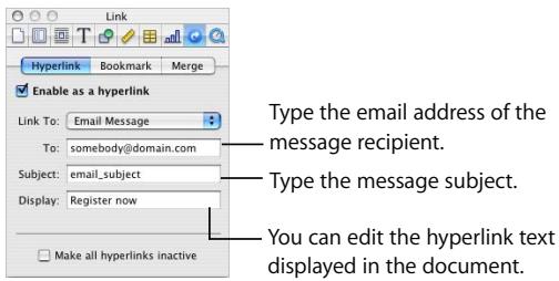 APPLE PAGES 2 - To add hypertext that links to an email message or webpage: - 2