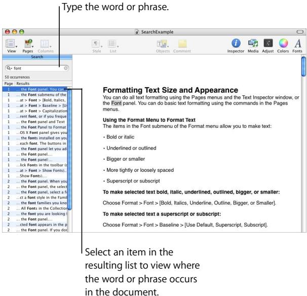 APPLE PAGES 2 - Finding and Listing All Occurrences of a Word or Phrase at Once - 1