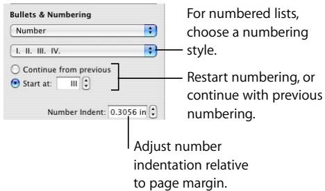 APPLE PAGES 2 - To modify a bulleted or numbered list style: - 4