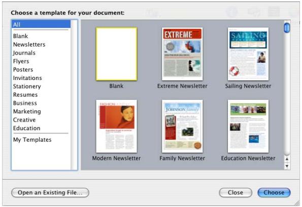 APPLE PAGES 2 - Choosing a Template - 1