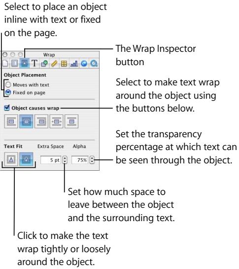 APPLE PAGES 2 - To open the Wrap Inspector: - 1