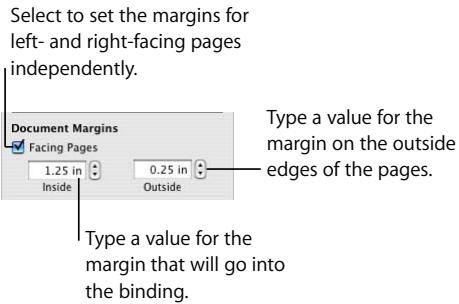 APPLE PAGES 2 - To create different margins for left- and right-facing pages: - 1