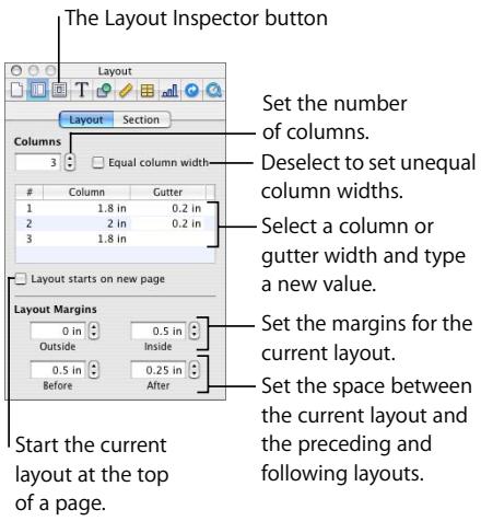 APPLE PAGES 2 - To create more than four columns: - 1