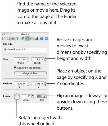 APPLE PAGES 2 - To open the Metrics Inspector: - 1