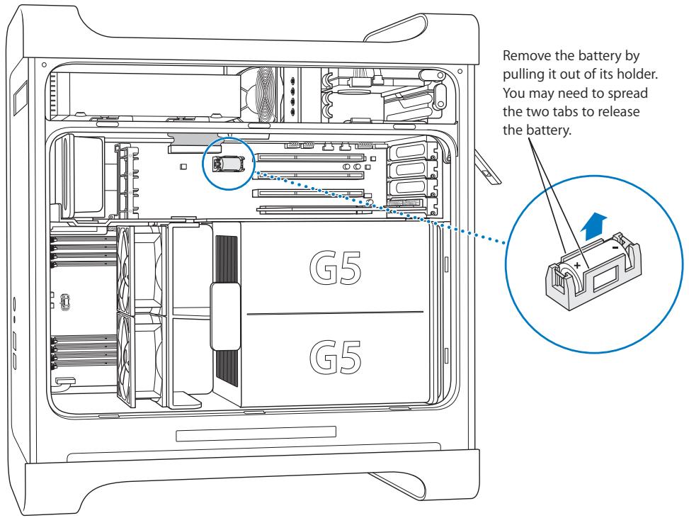 APPLE POWER MAC G5 (2005) - To replace the battery: - 1