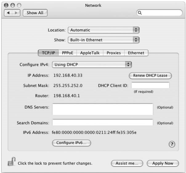 APPLE POWERBOOK G4 17-INCH - To set up a DHCP configuration: - 1