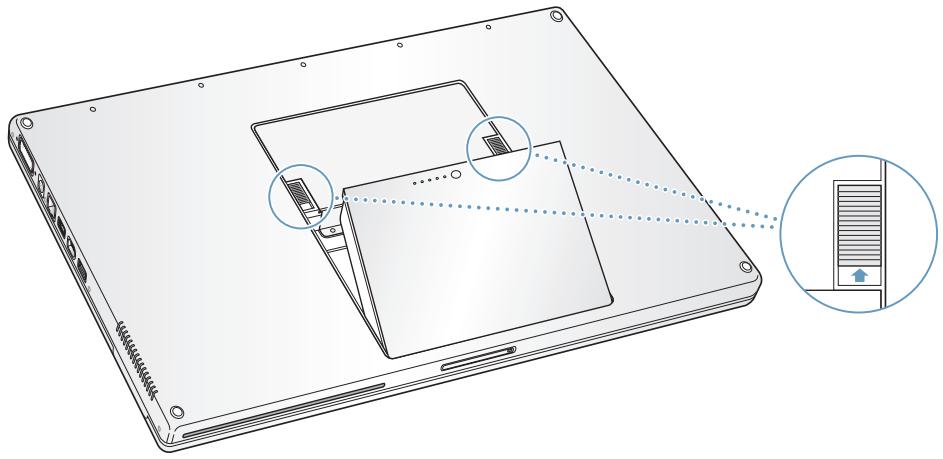 APPLE POWERBOOK G4 17-INCH - To remove the battery: - 1
