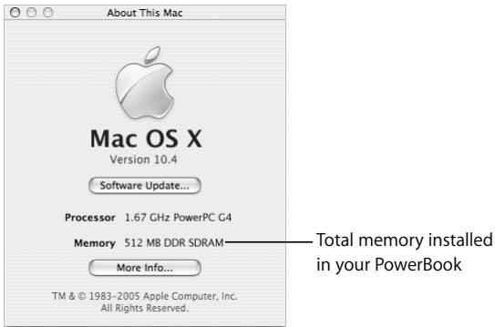 APPLE POWERBOOK G4 17-INCH - To check the computer's memory: - 1