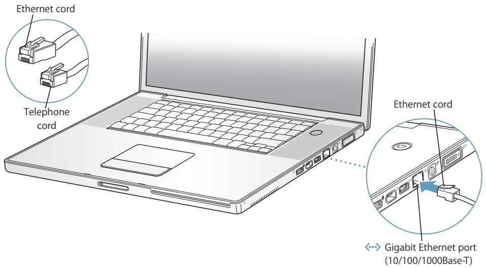 APPLE POWERBOOK G4 17-INCH - To connect to a DSL or cable modem or an Ethernet network: - 1