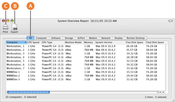APPLE REMOTE DESKTOP 3.1 - Report Window - 1