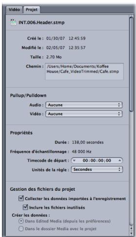 APPLE SOUNDTRACK PRO 2 - Onglet projet - 1