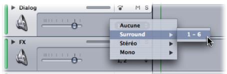 APPLE SOUNDTRACK PRO 2 - Pour passer la sortie matérielle de stéréo en surround : - 1
