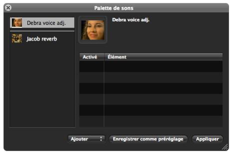 APPLE SOUNDTRACK PRO 2 - Pour enregistrer un préréglage de palette des sons : - 3