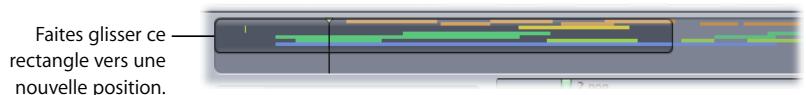 APPLE SOUNDTRACK PRO 2 - Pour vous déplacer vers une nouvelle zone de la timeline en utilisant la vue globale: - 1