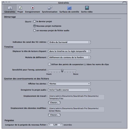 APPLE SOUNDTRACK PRO 2 - Préférences générales - 1