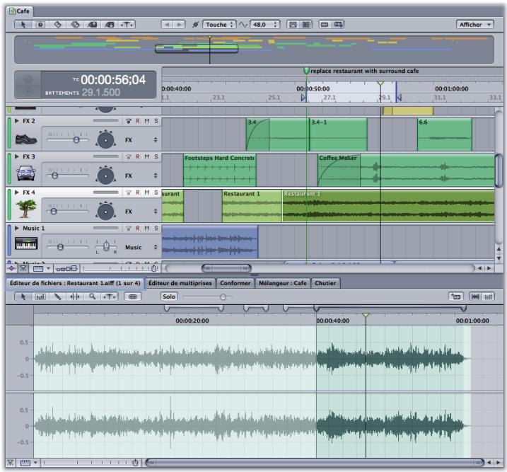 APPLE SOUNDTRACK PRO 2 - Montage de clips audio dans la timeline multipiste - 1