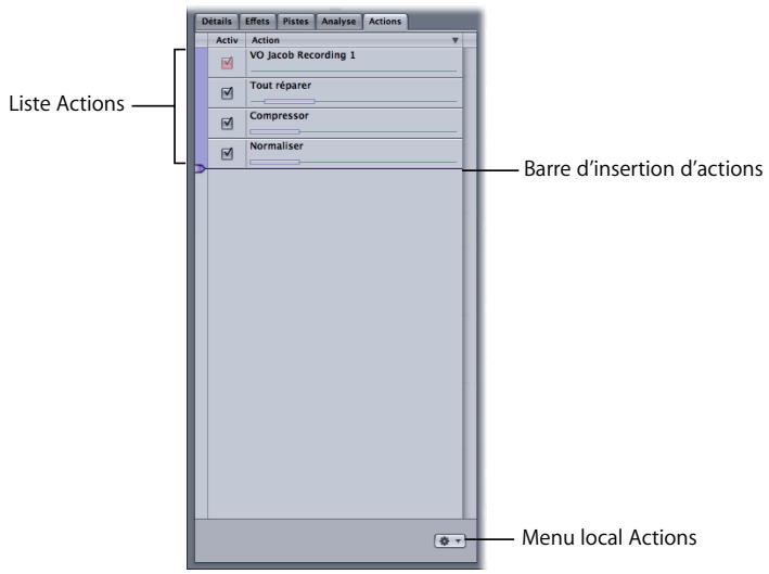 APPLE SOUNDTRACK PRO 2 - Onglet actions - 1