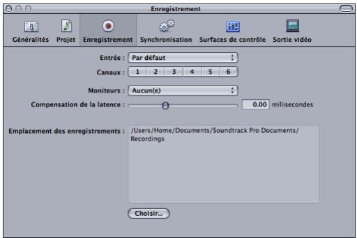 APPLE SOUNDTRACK PRO 2 - Préférences d'enregistrement - 1