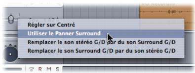 APPLE SOUNDTRACK PRO 2 - Pour passer du panner stéréo au panner surround, effectuez l'une des opérations suivantes: - 1