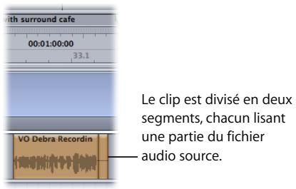 APPLE SOUNDTRACK PRO 2 - Pour scinder des clips sélectionnés avec la tête de lecture : - 2