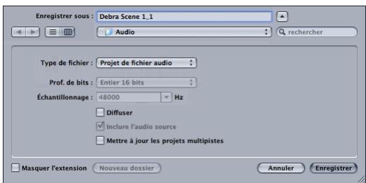 APPLE SOUNDTRACK PRO 2 - Pour enregistrer un projet en tant que projet de fichier audio : - 1