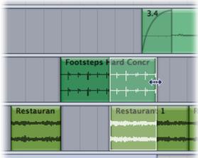 APPLE SOUNDTRACK PRO 2 - Pour ajuster la taille de la sélection de portion de piste, effectuez l'une des opérations suivantes : - 1