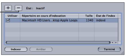 APPLE SOUNDTRACK PRO 2 - Pour supprimer un dossier de la base de données de recherche : - 1