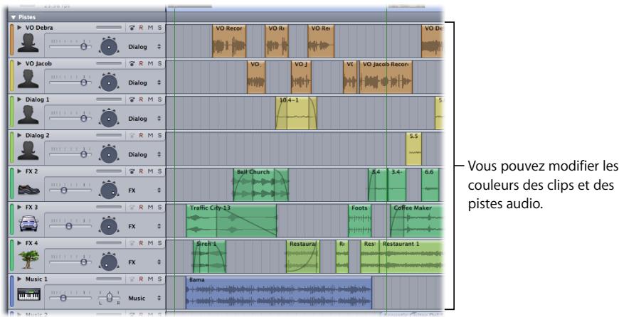 APPLE SOUNDTRACK PRO 2 - Réglage des couleurs des clips et des pistes - 1