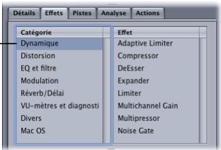APPLE SOUNDTRACK PRO 2 - Pour ajouter des effets à une piste, un bus ou un sous-mixage : - 1